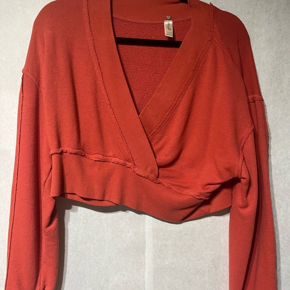 Altar'd State Tops - Altar'd State Red Wrap Cropped Sweatshirt